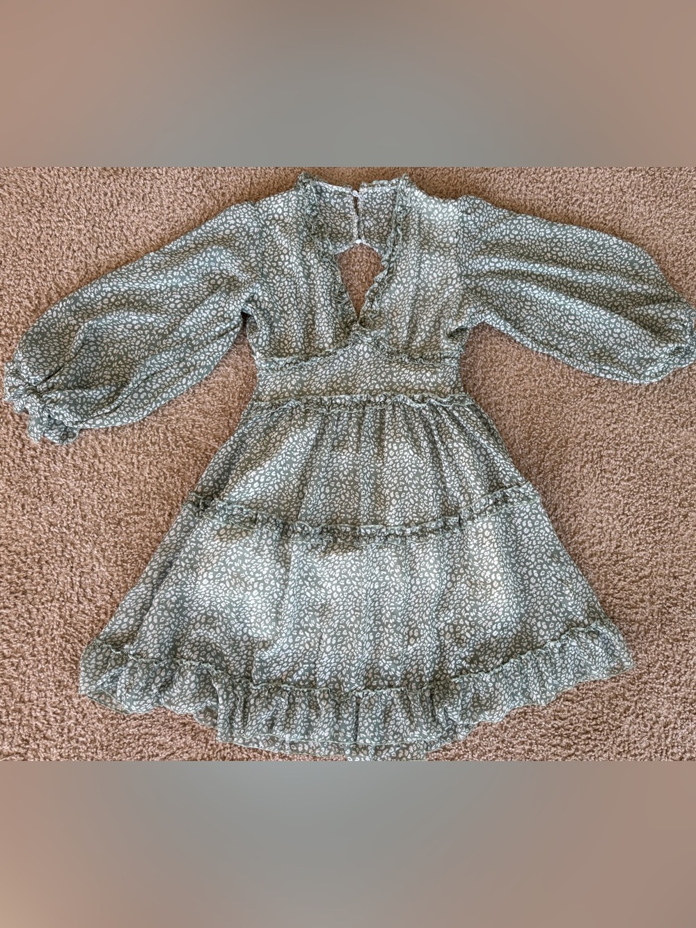Women’s Floral Tiered Ruffle Dress - Sage Green